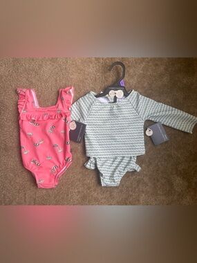 BNWT Modern Moments by Gerber Baby Girl Swimsuit Bundle Size 12M